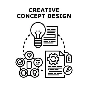 Creative concept design developing digital ideas thinking process Ilustración de archivo