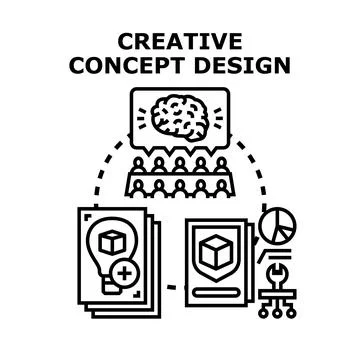 Creative concept design process generating business ideas 스톡 일러스트