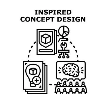 Creative concept design process inspiring new ideas Stock Illustration