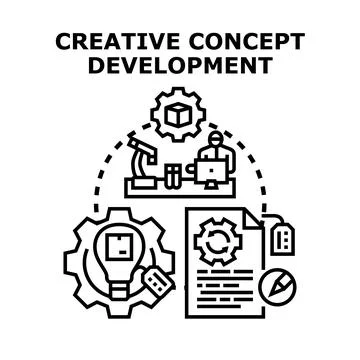 Creative concept developing process for business innovation 스톡 일러스트