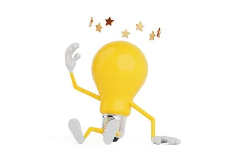 Creative Concept Of Fatigue Or Failure. Light Bulb Character Sitting On Flo.. Stock Illustration