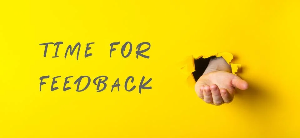 Creative Concept for Gathering Feedback on Yellow Background Stock Photos