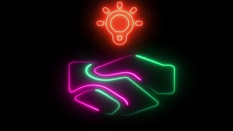 Creative Concept Graphics: Lightbulb, Speech Bubble &amp; Handshake Stock Footage 310281880