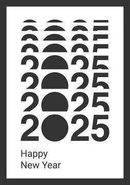 Creative concept of Happy New Year 2025 poster. Design templates with 2025 ty Stock-Illustration