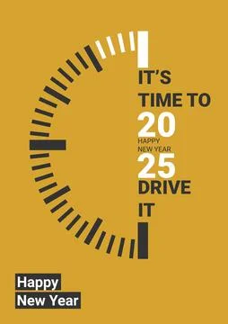 Creative concept of Happy New Year 2025 poster. Design templates with 2025 ty Stock Illustration