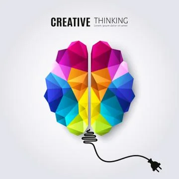 Creative concept of the human brain with connected electricity wire. Stock Illustration