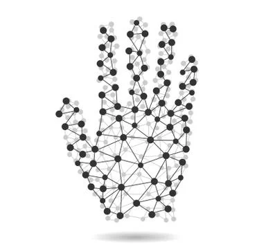 Creative concept of the human hand from molecules Illustrazione stock
