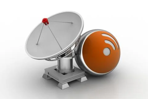 Creative concept icon of satellite dish for internet Free Stock Illustration