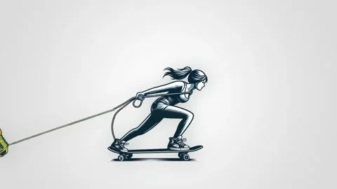 Creative Concept Illustration Of Skater Pulling Light Bulb Stock Footage 279286587