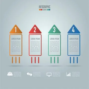Creative concept for infographic. Rocket shape business concept with 4 opti.. Stock Illustration