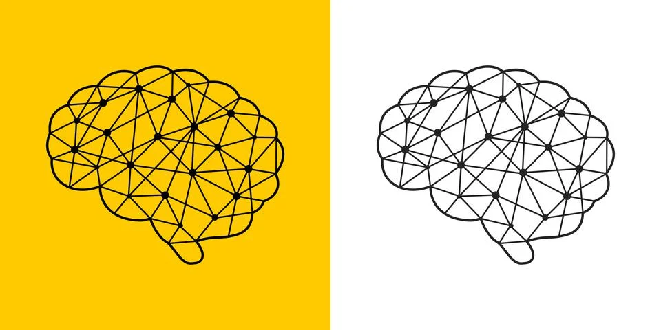 Creative concept inteligence of human yellow and white background Stock Illustration
