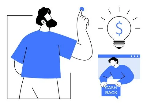 Creative Concept with Light Bulb and Cash Back Icon Stock Illustration