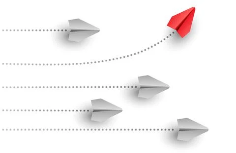 Creative concept with paper airplanes, symbolizing individuality Illustrazione stock