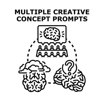Creative concept prompting team brainstorming ideas Stock Illustration