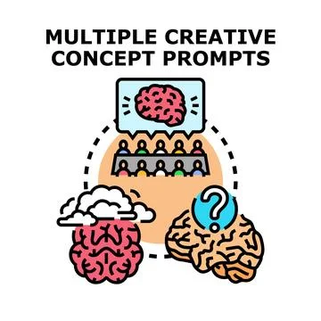 Creative concept prompting team brainstorming ideas Stock Illustration