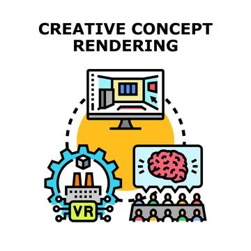 Creative concept rendering process with virtual reality Ilustración de archivo