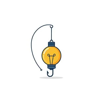 Creative concept showing innovative thinking combining fishing hook with li.. Stock Illustration