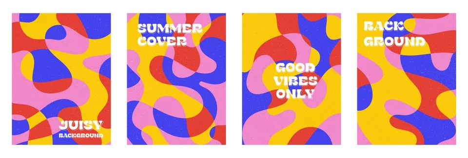 Creative concept of summer bright and juicy cards set Stock Illustration