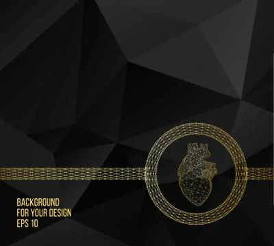 Creative concept vector abstract background human heart. Polygonal design style Stock Illustration