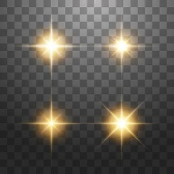 Creative concept Vector set of glow golden light effect stars bursts with Stock Illustration