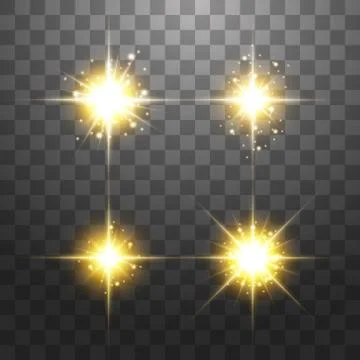 Creative concept Vector set of glow golden light effect stars bursts with Stock Illustration