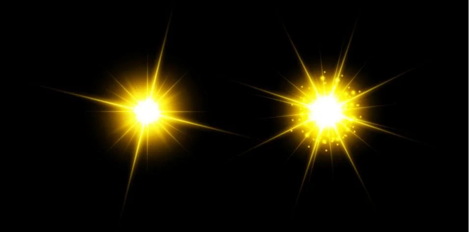 Creative concept Vector set of glow golden light effect stars bursts with Stock Illustration