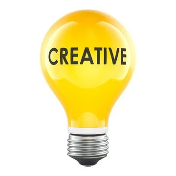 Creative concept with yellow light bulb. 3D rendering Stock Illustration