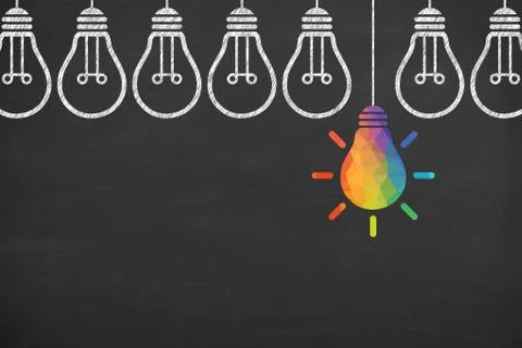 Creative concepts with light bulbs on a chalkboard background Stock Illustration