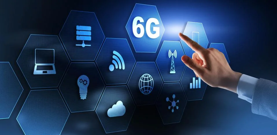 Creative connection 6G Network Internet Mobile Wireless concept 2021. Stock Photos