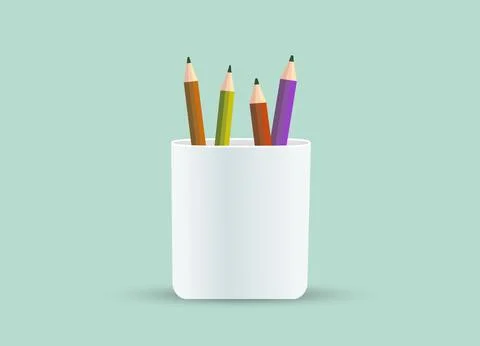 Creative Content Creator concept. Glass with Colorful Pens, Pencils, and Markers Stock Illustration