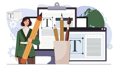 Creative content editor with design tools. Vector illustration Stock Illustration