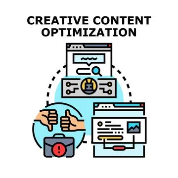Creative content optimization process evaluating online performance Stockillustratie
