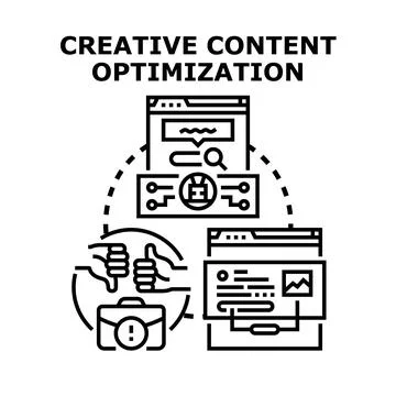 Creative content optimization process evaluating online performance Stock Illustration