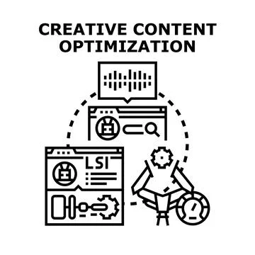 Creative content optimization strategy for digital marketing Stockillustratie