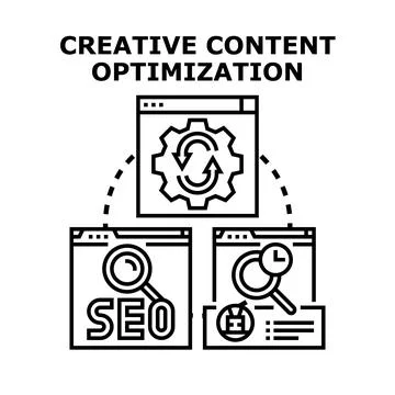 Creative content optimization strategy for improving digital seo Stock Illustration