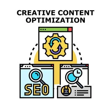 Creative content optimization strategy for improving digital seo Stock Illustration