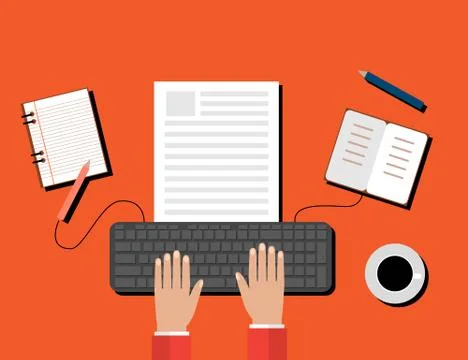 Creative Content Writing, Blogging Post, Digital Media Flat Illustration Stock Illustration