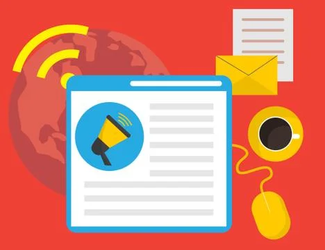 Creative Content Writing, Blogging Post, Digital Media Flat Illustration Stock Illustration