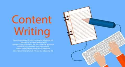 Creative Content Writing, Blogging Post, Digital Media Flat Illustration Stock Illustration