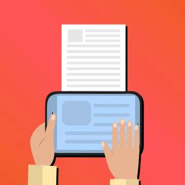 Creative Content Writing, Blogging Post, Digital Media Flat Illustration Stock Illustration