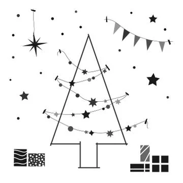 Creative contour of the Christmas tree. Stock Illustration