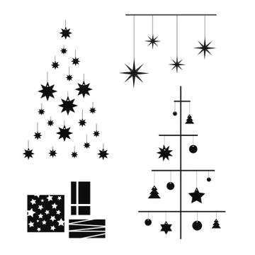 Creative contour of the Christmas tree, a modern flat design. Stock Illustration