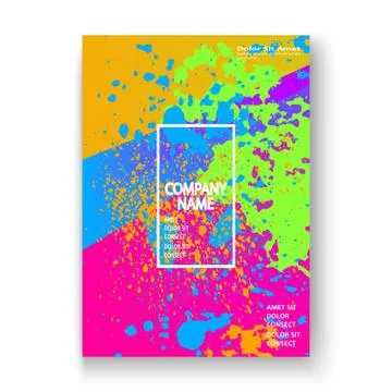 Creative cover frame design paint splatter vector illustration. Neon blurred  Stock Illustration