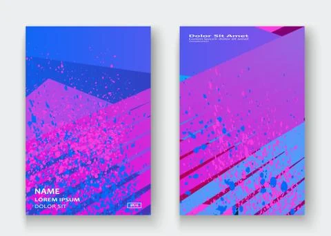 Creative cover frame design paint splatter vector illustration. Neon blurred  Stock Illustration