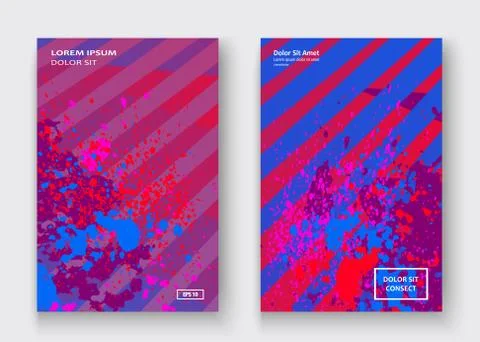 Creative cover frame design paint splatter vector illustration. Neon blurred  Stock Illustration