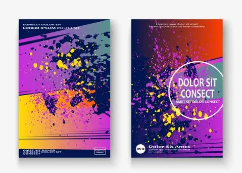 Creative cover frame design paint splatter vector illustration. Neon blurred  Stock Illustration