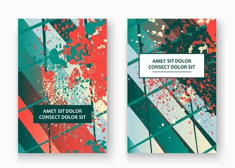 Creative cover frame design paint splatter vector illustration. Neon blurred  Stock Illustration