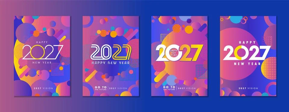 Creative covers design concept for a Vision 2027 featuring Happy New Year Stock Illustration
