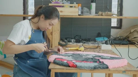 Creative Crafting Session with Colorful Materials Video stock 333448257
