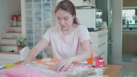 Creative Crafting Session at Home Stock Footage 319415238